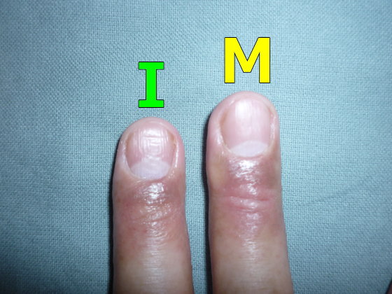 弦を弾く指の爪の画像