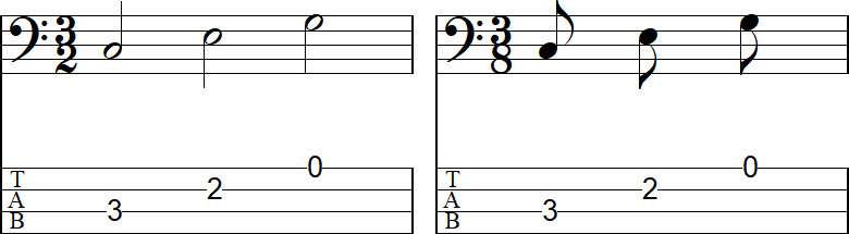 2分の3拍子 / 8分の3拍子の2小節