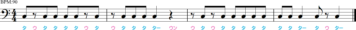 4分音符と8分音符の4小節