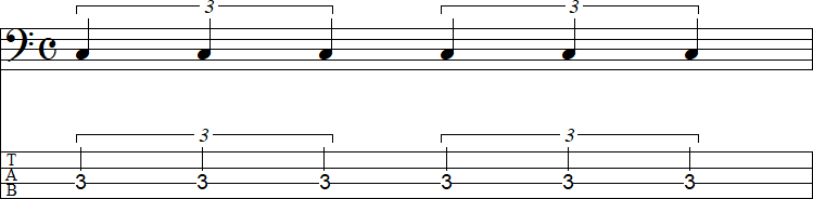 2拍3連符×4の小節