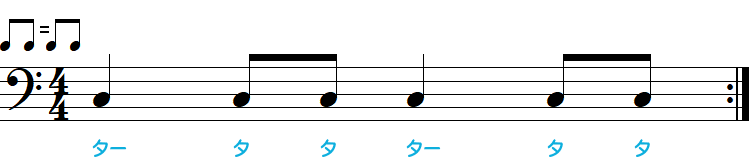 1：1イーブンの8分音符小節