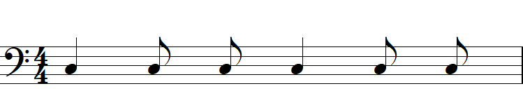 連桁で繋がれていない8分音符の小節