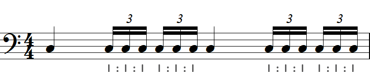 半拍3連符の小節