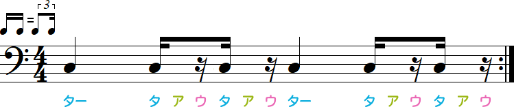 16分休符が後にあるシャッフルの小節
