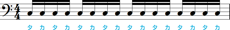 16分音符4つ×4の小節