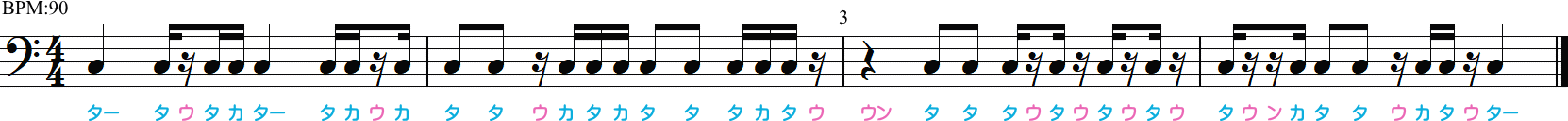 16分休符のリズム練習4小節