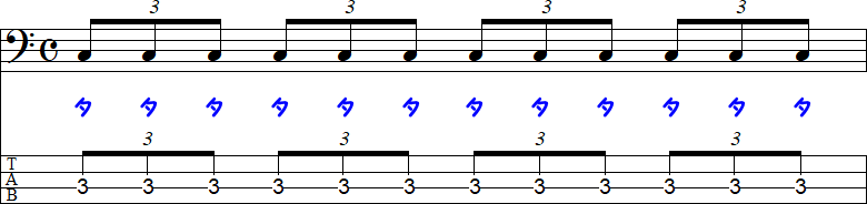 1拍3連符×4の1小節