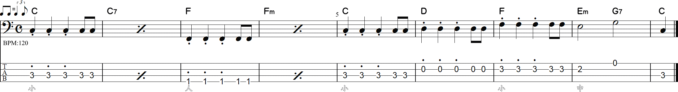 クリシェなしのベースライン8小節